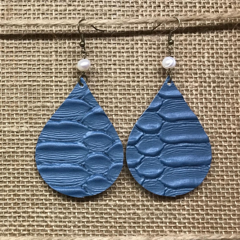 Large genuine leather earrings